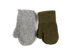 CeLaVi military olive knit mittens wool/nylon (2-pack)  